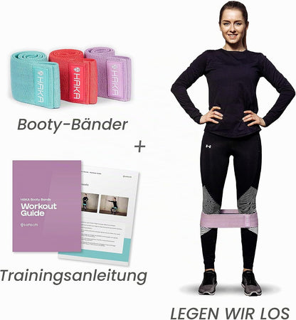 HAKA Booty Bands Set (3er-Set) – Rutschfeste Stoff-Widerstandsbänder für Beine & Gesäß