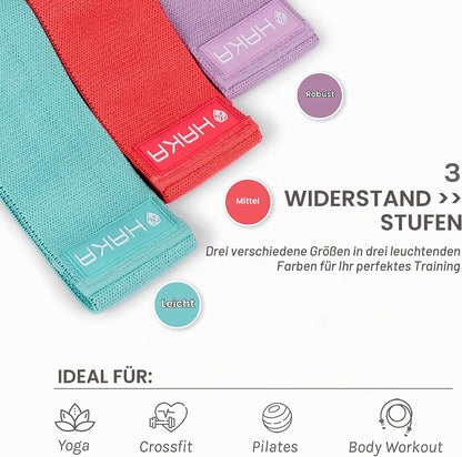 HAKA Booty Bands Set (3er-Set) – Rutschfeste Stoff-Widerstandsbänder für Beine & Gesäß